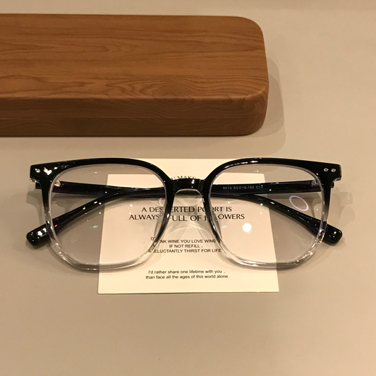 Montura de gafas cuadrada extragrande para hombre con acabado degradado, negro