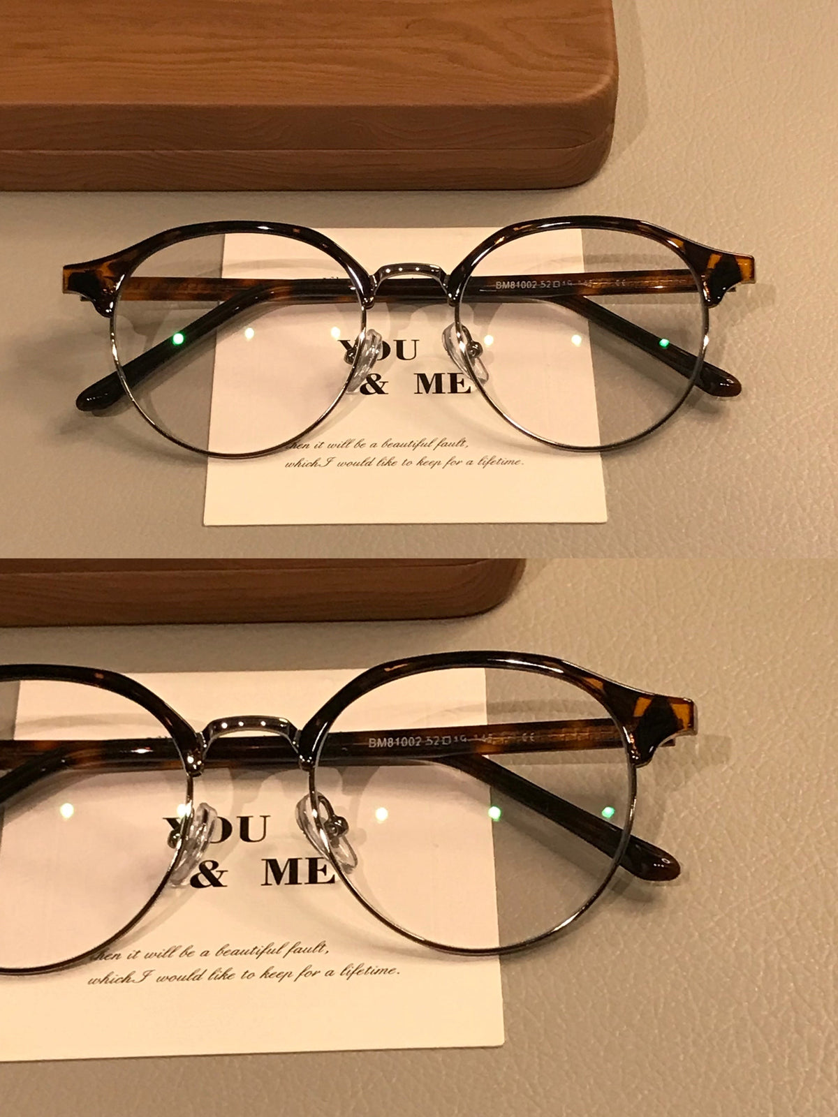 
Montura de gafas ovalada estilo browline para hombre, carey, negro/plata o negro/oro - Imagen 2
