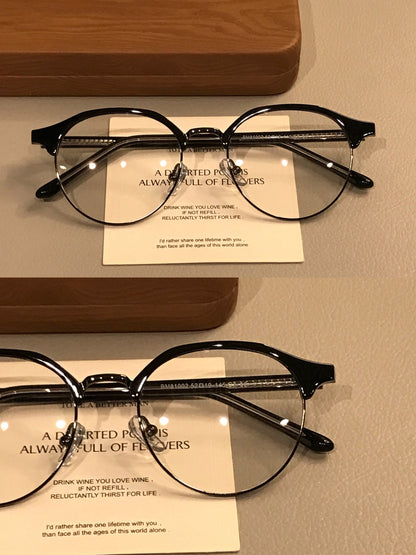 
Montura de gafas ovalada estilo browline para hombre, carey, negro/plata o negro/oro - Imagen 3
