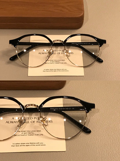 
Montura de gafas ovalada estilo browline para hombre, carey, negro/plata o negro/oro - Imagen 4