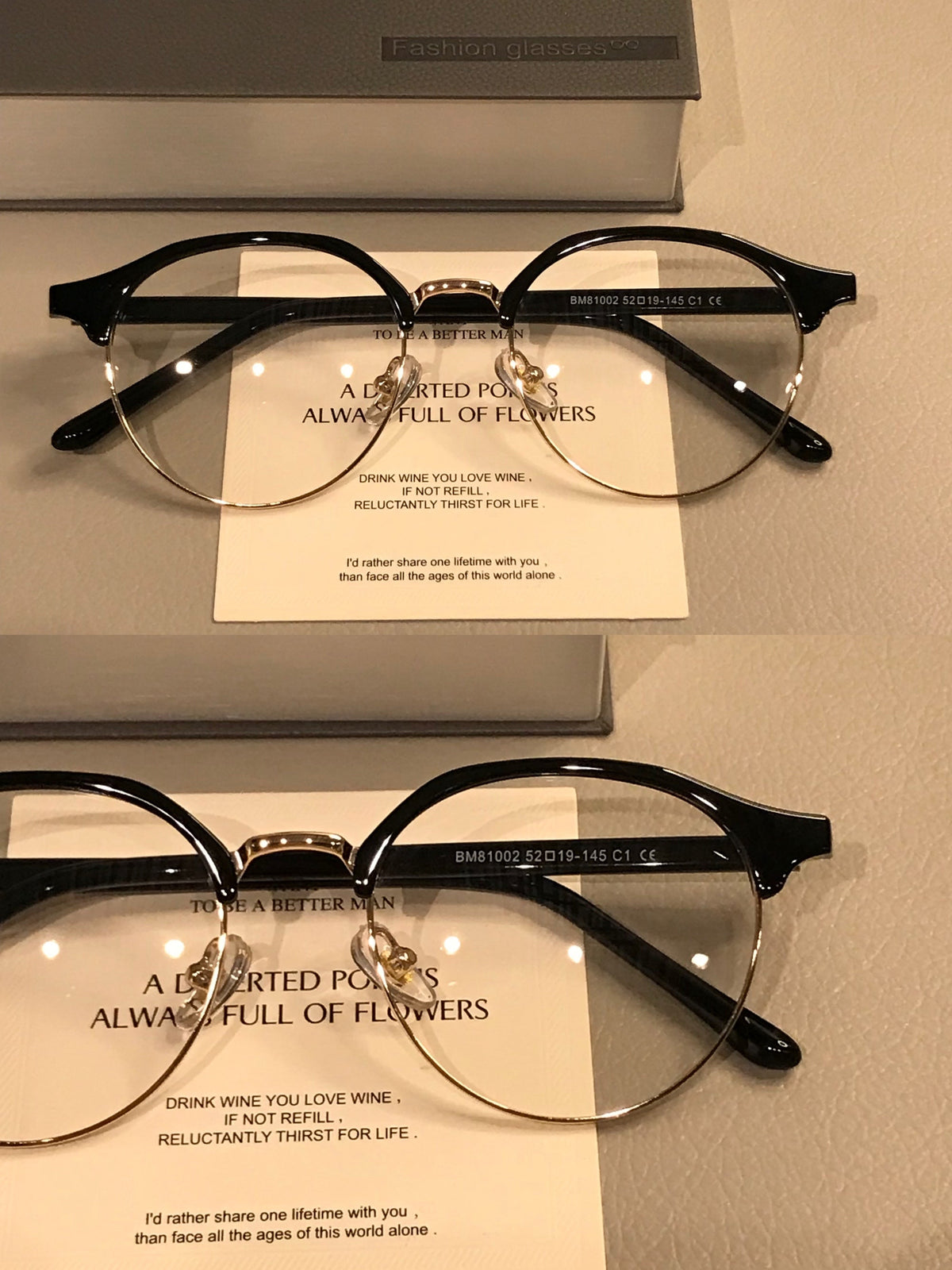 
Montura de gafas ovalada estilo browline para hombre, carey, negro/plata o negro/oro - Imagen 5