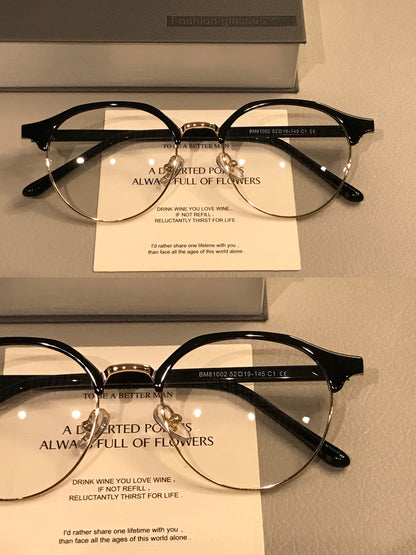 
Montura de gafas ovalada estilo browline para hombre, carey, negro/plata o negro/oro - Imagen 5