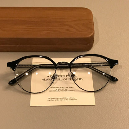
Montura de gafas ovalada estilo browline para hombre, carey, negro/plata o negro/oro - Imagen 6