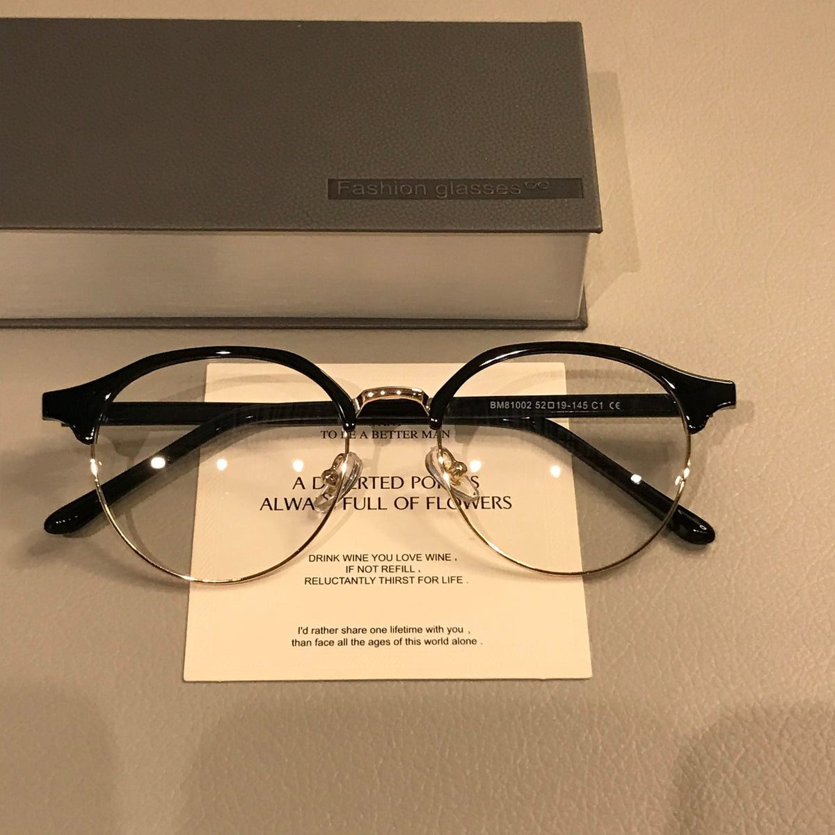 
Montura de gafas ovalada estilo browline para hombre, carey, negro/plata o negro/oro