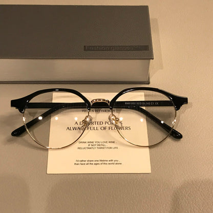 
Montura de gafas ovalada estilo browline para hombre, carey, negro/plata o negro/oro - Imagen 7