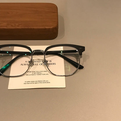 
Montura de gafas rectangular estilo browline para hombre con acabado mate, negro - Imagen 4