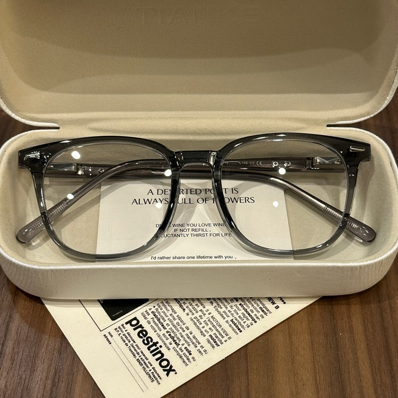 
Monturas de gafas redondeadas de gran tamaño con ceja suave, marrón, gris, negro o verde oliva - Gris oscuro