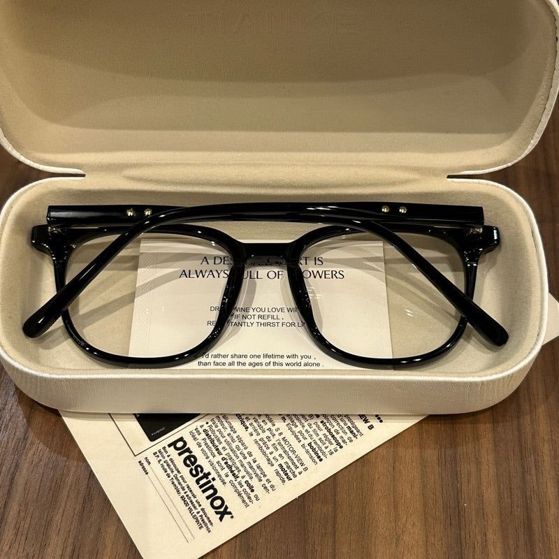 
Monturas de gafas redondeadas de gran tamaño con ceja suave, marrón, gris, negro o verde oliva