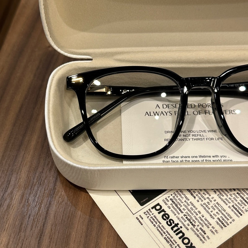 
Monturas de gafas redondeadas de gran tamaño con ceja suave, marrón, gris, negro o verde oliva