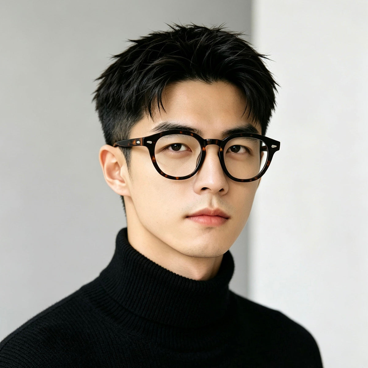 
Monturas de gafas ovaladas estilo Boston para hombre con aros gruesos, negro o carey - Imagen 3