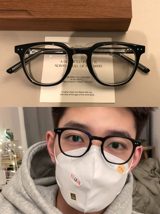 Monturas de gafas rectangulares para hombre con borde superior ancho, negras