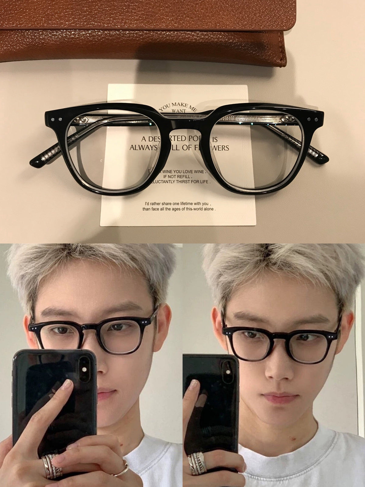 
Monturas de gafas rectangulares para hombre con borde superior ancho, negras