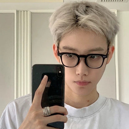 
Monturas de gafas rectangulares para hombre con borde superior ancho, negras - Imagen 6